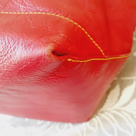 Dooney & Bourke Red Tote with Brown Accents - Picture 8 of 16